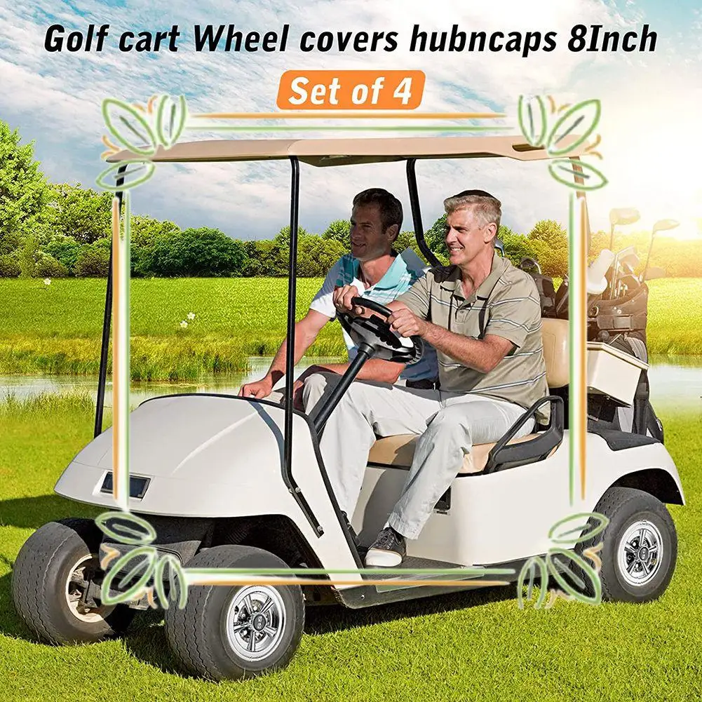 

4Pcs Golf Cart Hubcaps,8 Inch SS Chrome Golf Cart Hub Caps,Shiny Wheel Covers Hubcaps For Yamaha,EZGO,Club Car Golf Cart