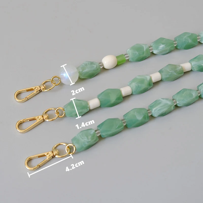 New Woman Bag Accessory Green White Acrylic Resin Bead Part Handcrafted Wristband Cute Phone Case Strap Women Bag Handle Chain