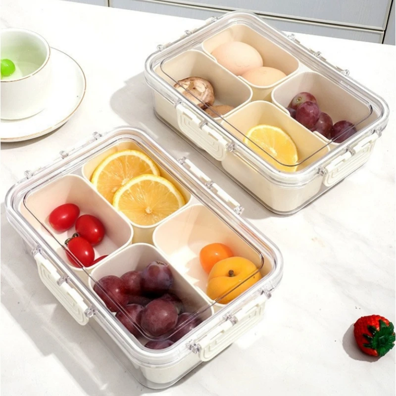 Clear 8/4-Compartment Snack Container with Lid&Handle, Dishwasher&Microwave Safe Portable Fruit Candy Nut Tray for Travel Gift view 3