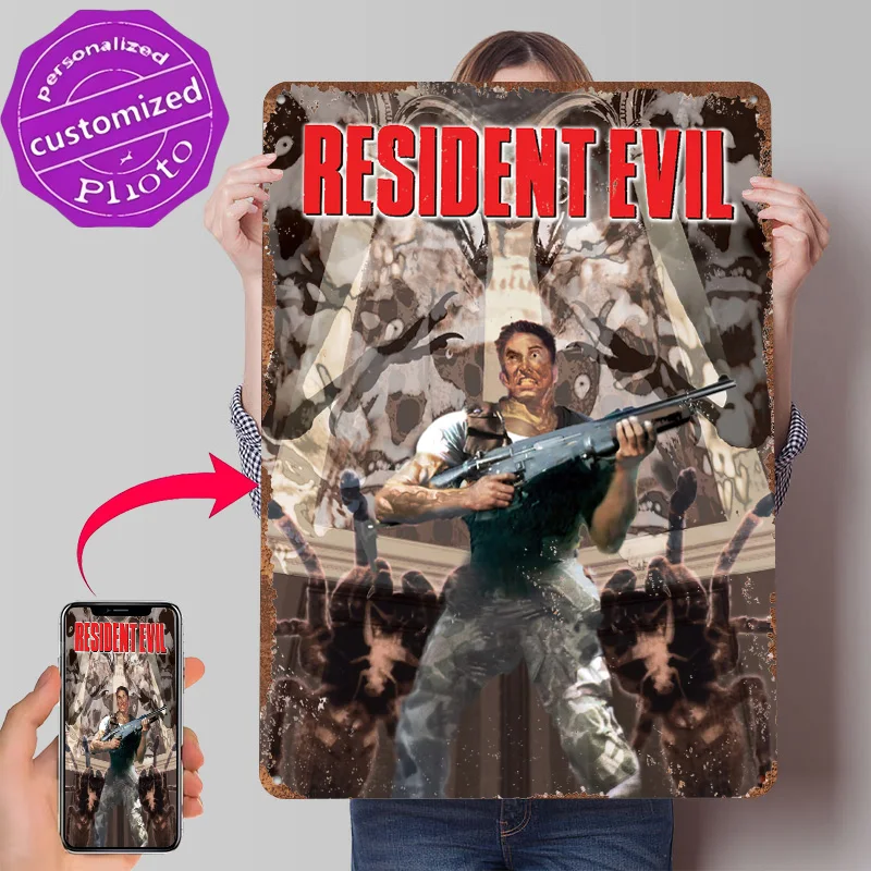 Resident Evil Metal Poster Customized Wall Art Retro Vintage Metal Signs for Man Cave Living Room Decoration Home Decorations