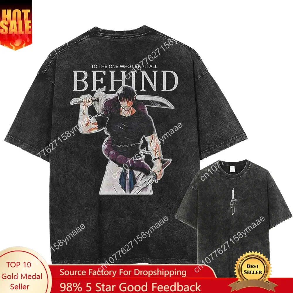 

New 2025 Summer Men Women Vintage Washed Tshirt Hip Hop Streetwear Anime Jujutsu Kaisen Print T-Shirt Harajuku Cotton T Shirt To