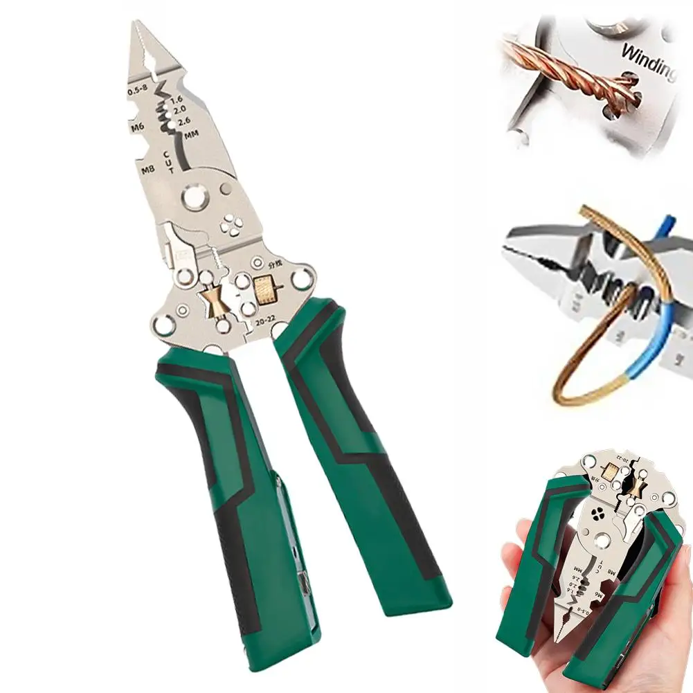 

Многофункциональные электрические клещи 16-в-1 со встроенным тестером напряжения 30В-220В, складная конструкция, высокопрочная сталь для работы с медными проводами