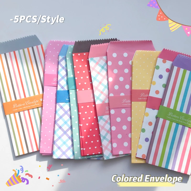 5PCS/Style Candy Color Envelope Kawaii Paper Envelopes Cute Wedding Invitation Blessing Envelope Cute Envelope Small Gift New