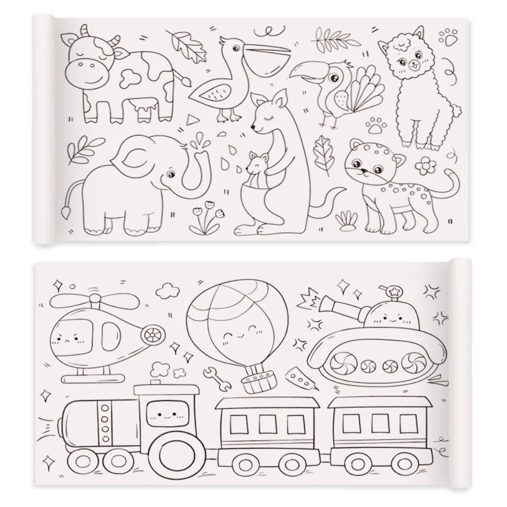 Interactive 3 Meters Painting Graffiti Scroll DIY Color Filling Drawing Roll Paper-cut Art Home Craft Coloring Paper