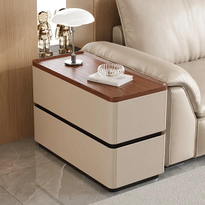 Solid wood sofa sideboard modern minimalist removable sidecabinet multi-function storage cabinet with socket password lock