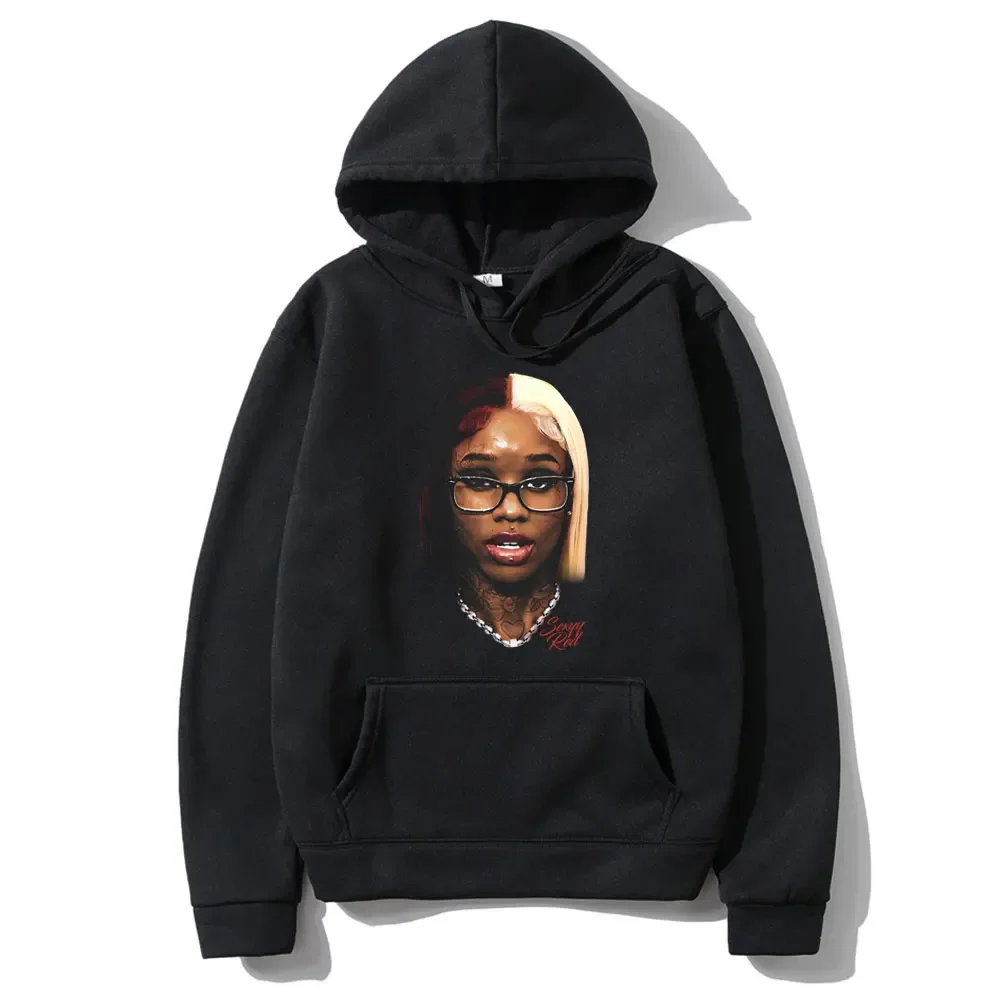 Rapper Sexyy Red Nicki Minaj Face Graphic Hoodie Men Women Hip Hop Oversized Hooded Sweatshirt Male Fashion Trend Streetwear