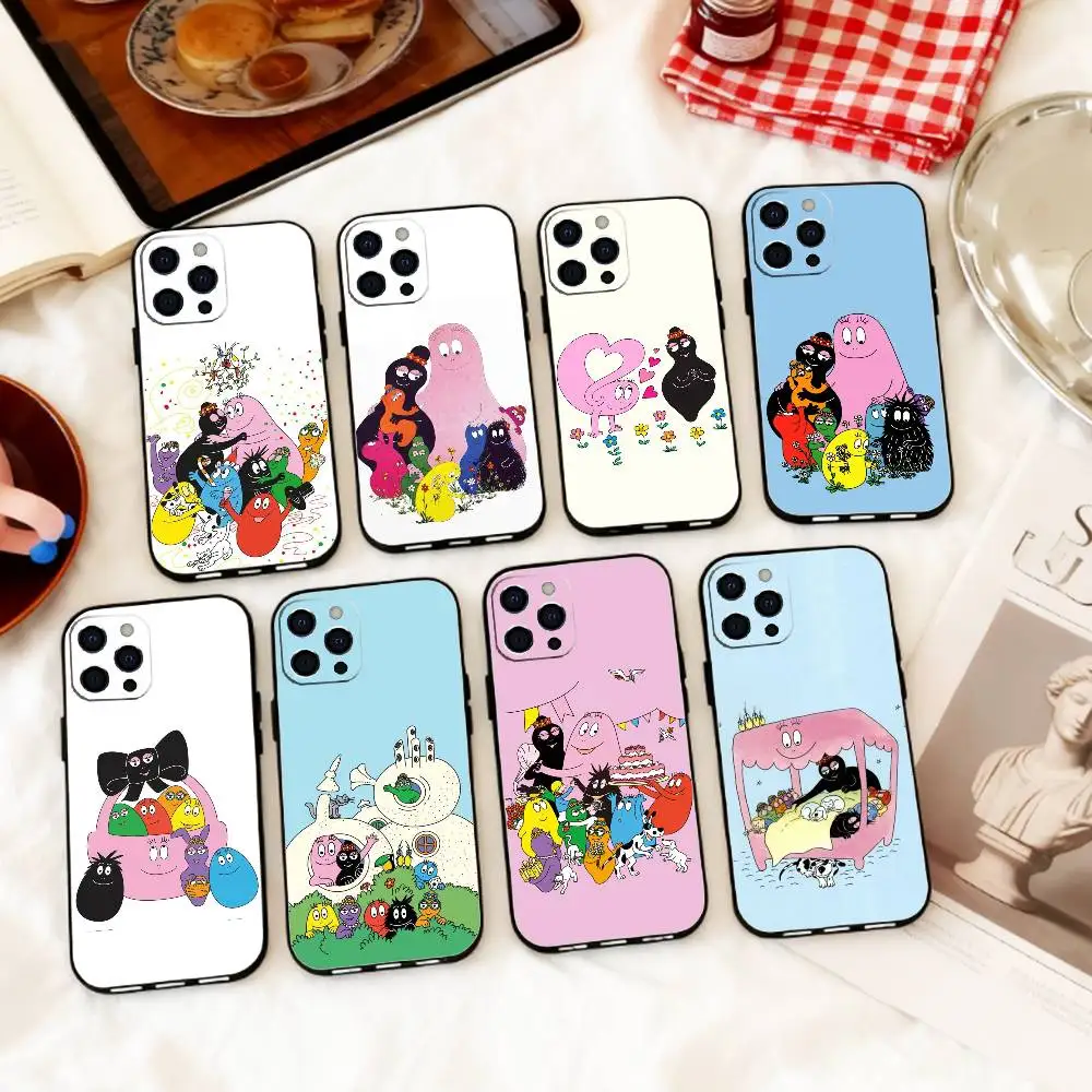 

T-Tiny Cute B-BarbapapaS Phone Case Silicone Soft For IPhone 17 16 15 14 13 12 11 X XR Plus Pro Max Plus