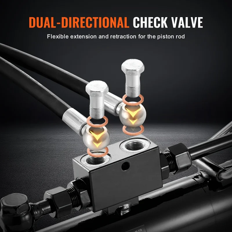 رافعة هيدروليكية قابلة للتعديل. 2-2 - أسطوانة هيدروليكية معدنية متينة، مع خراطيم مزدوجة ونطاق G3/8,8-5/16 إلى 28-11/16 #6