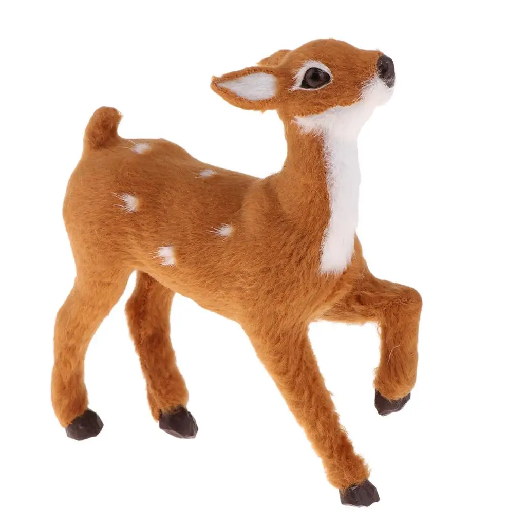 Plush Deer Figurine Miniatures Animal Collectibles Christmas Decoration for Miniature Items Dollhouse Kit
