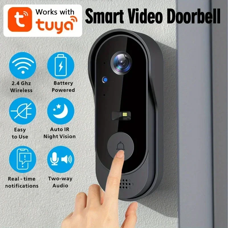 Smart Wireless Video Doorbell Tuya App WiFi Remote Home Security Monitor Two‑way Audio Night Vision COD Available