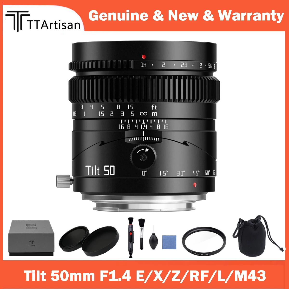 

TTartisan 50mm F1.4 Tilt Lens Full Frame Manual Portrait Lens for Sony A7S A7R Nikon Z Panasonic S1 Sigma FP Mirrorless Camera