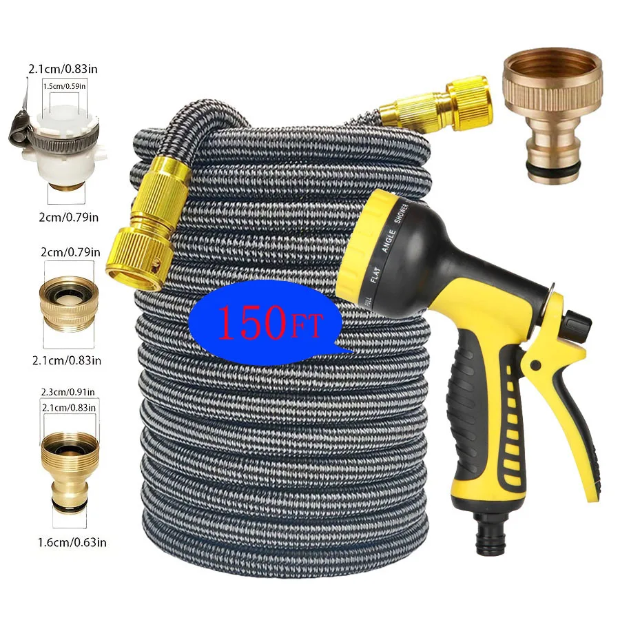 Il nuovo tubo magico espandibile con fucile per autolavaggio ad alta pressione, viene fornito con un set di fucile per irrigazione da giardino esterno