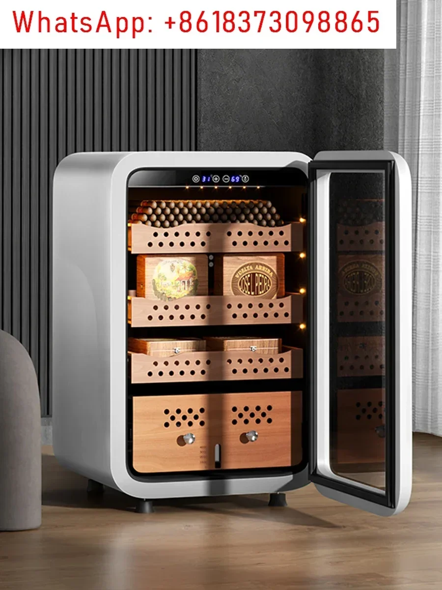 

Retro cigar cabinet thermostat, refrigerator, cedar wood tempered glass single door