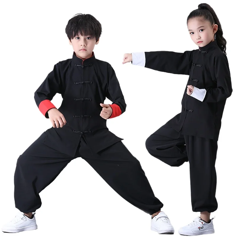 

Children Kung Fu Uniform Traditional Chinese Clothing For Boys Girls Wushu Costume Top Pants Suit Set Tai Chi Folk stage Outfit