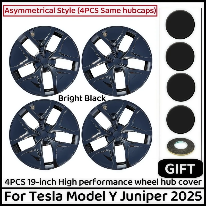 Voor Tesla Model Y Juniper 2025 + 4 Stuks Naafdop Auto Vervanging Wieldop 19 Inch Prestaties Auto Wieldop cover Accessoires