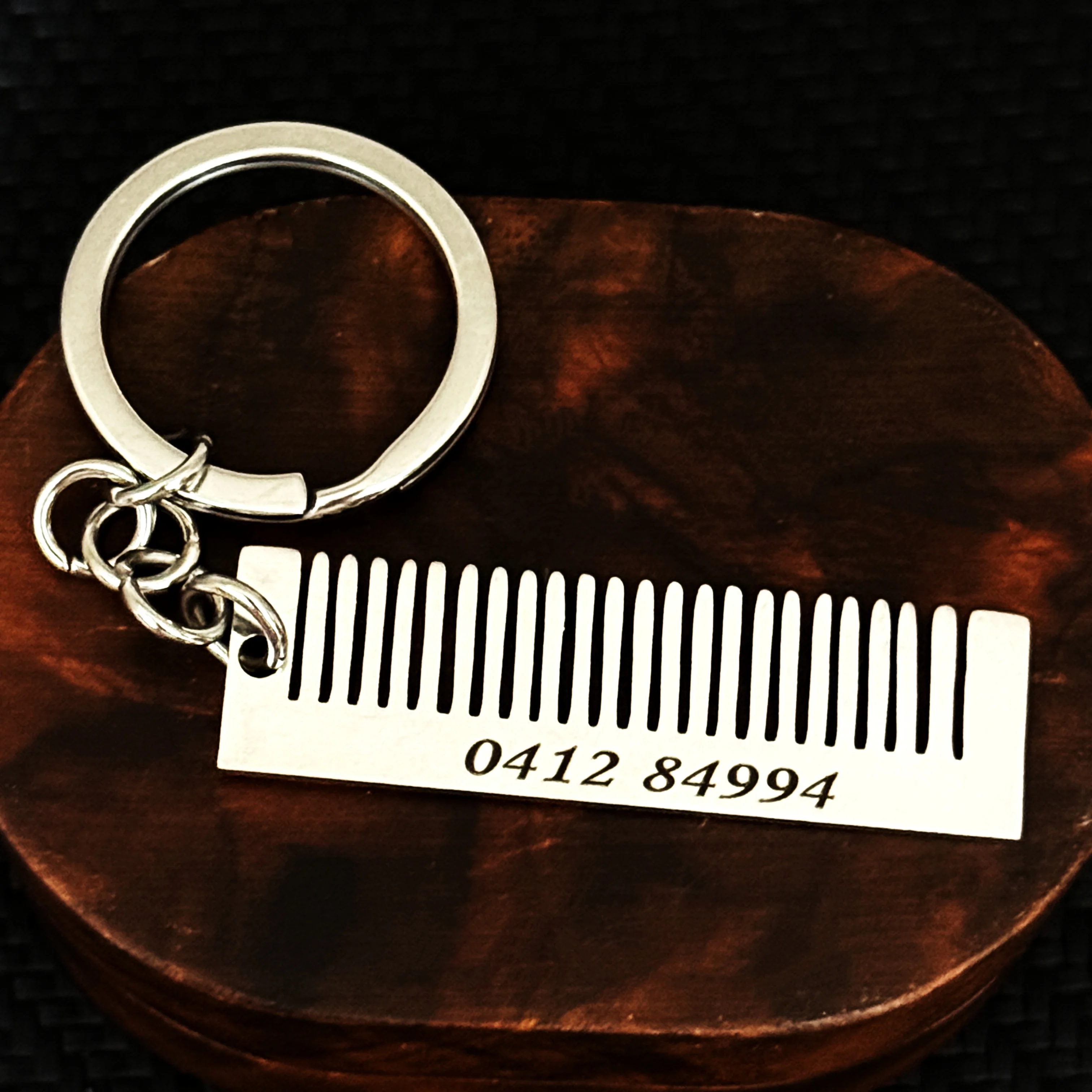 Custom Personalized Comb Phone Number Pendant Keychain Laser Engraved Stainless Steel Women Men Original Unique Key Ring Gift