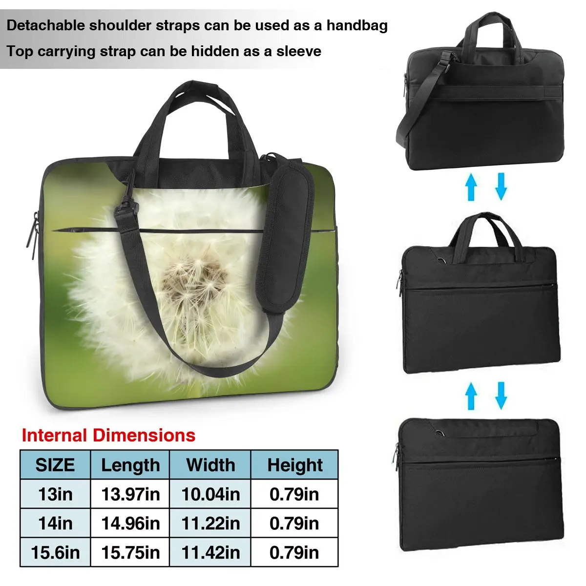 Laptop Bag Dandelion Notebook Pouch Plant Fresh Unique Portable 13 14 15 Print Computer Bag For Macbook Air HP Huawei