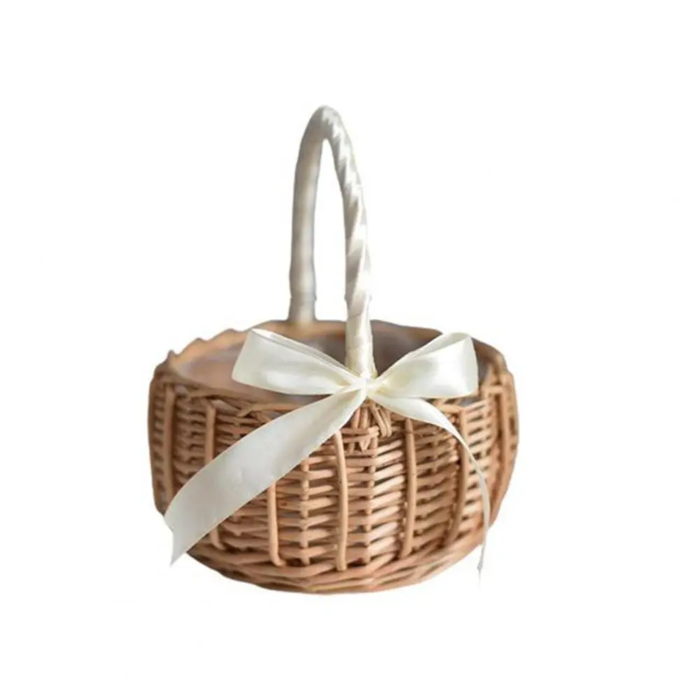 Durable Emulation Photo Props For home Rattan Hand Woven Desktop Decoration Flower Basket Storage Basket Clutter Organizer