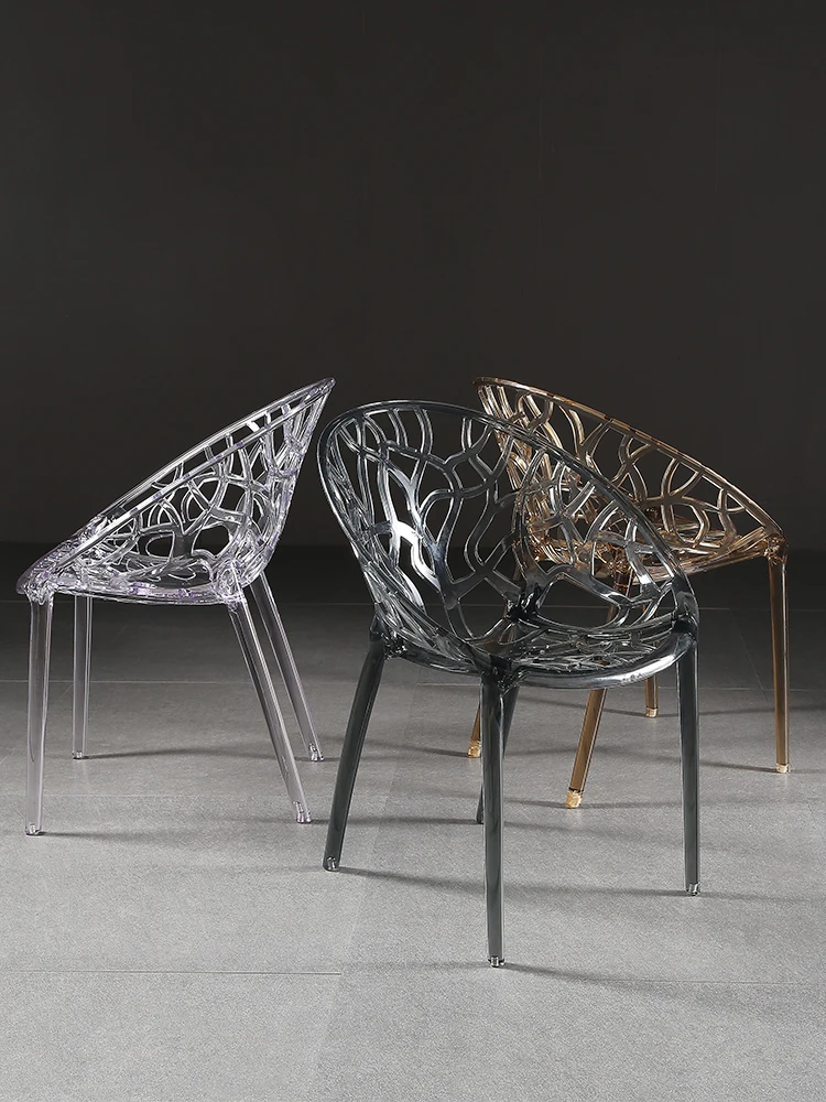 

Nordic Furniture Living Room Transparent Crystal Armchairs Creative Design Plastic Stool Backrest Acrylic Kitchen Dining Chairs