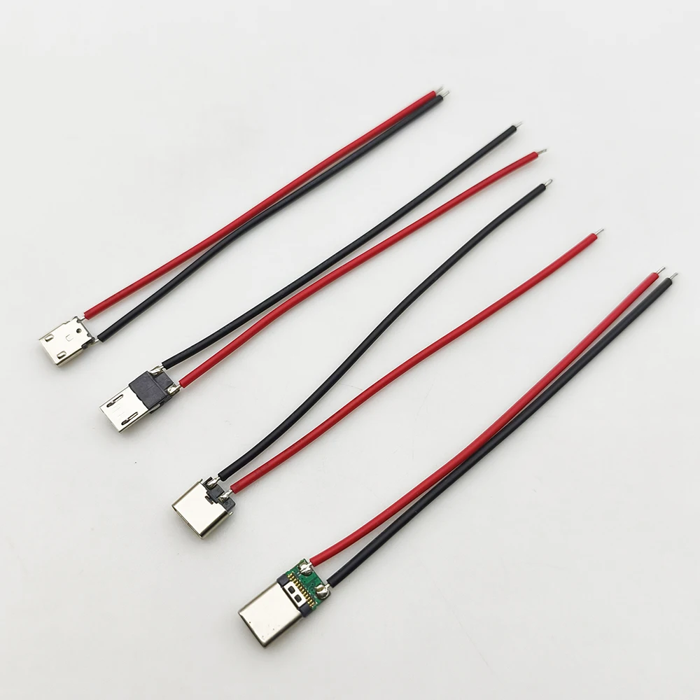 2Pcs 2Pin Type C / Micro-USB Male Plug Or Female Jack Wire Cable Welding Connector USB-C Charging Port