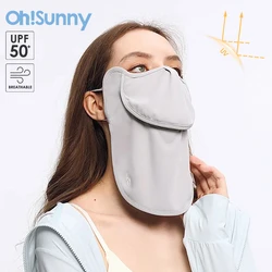 OhSunny Face Mask Protector Anti-UV Women Summer Sun Protective Scarf with Neck UPF2000+ Soft Breathable Washable for Outdoors