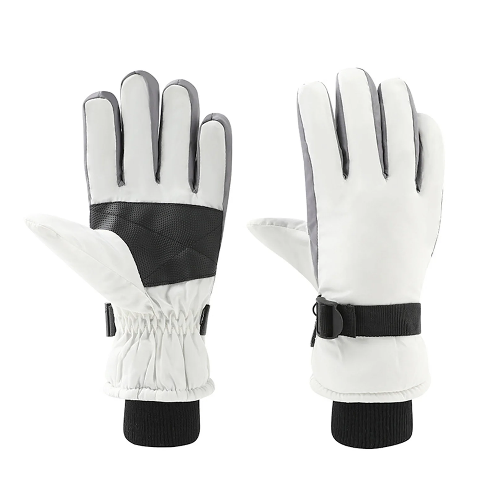 

Зимние перчатки для взрослых, теплые водонепроницаемые ветрозащитные утолщенные уличные велосипедные перчатки с противоскользящей ладонь, белый, серый дизайн
