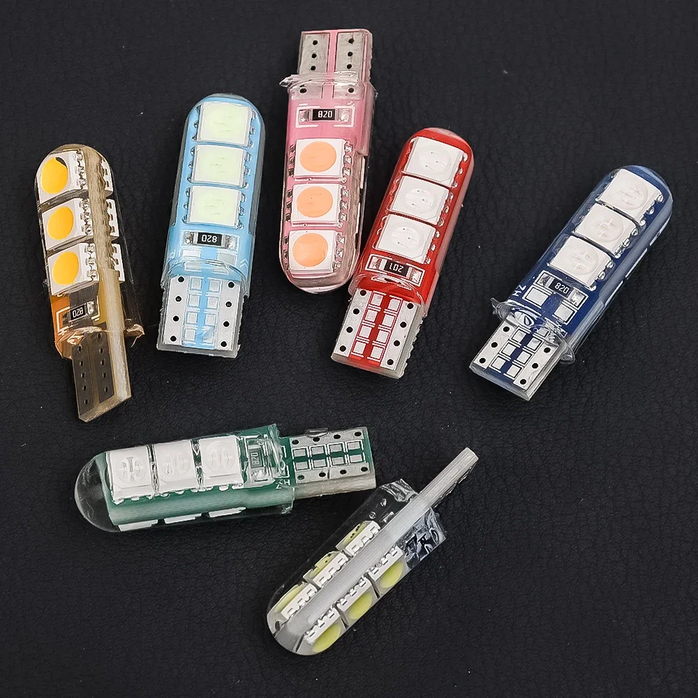 W5W T10 Width Indicator Light Trunk Light 5050 6SMD LED License Plate Lights Car LED Bulb High Temperature Resistant Silicone