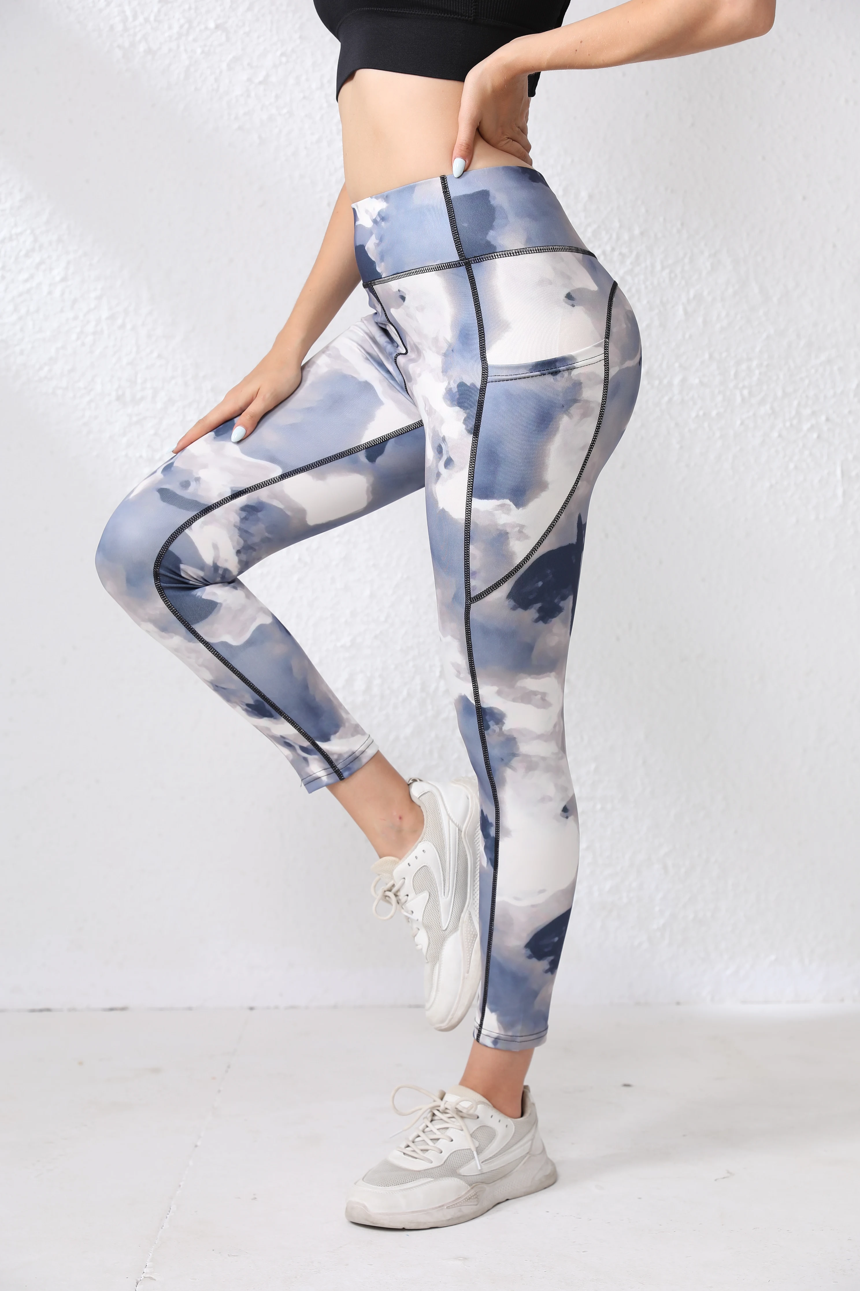 اليوغا طماق النساء زهرة عالية الخصر الرياضة طماق فتاة الجوارب رفع المدرب تشغيل السراويل تجريب البطن التحكم