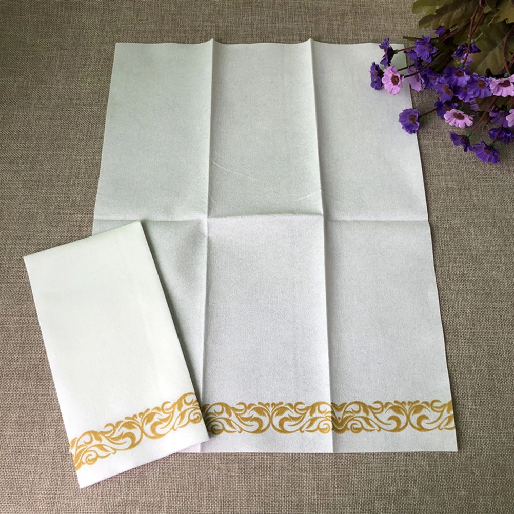 50 個ゴールデンフローラルプリントペーパータオル厚みのある 40 × 30 センチメートル結婚式誕生日パーティー使い捨てナプキン食器プリント
