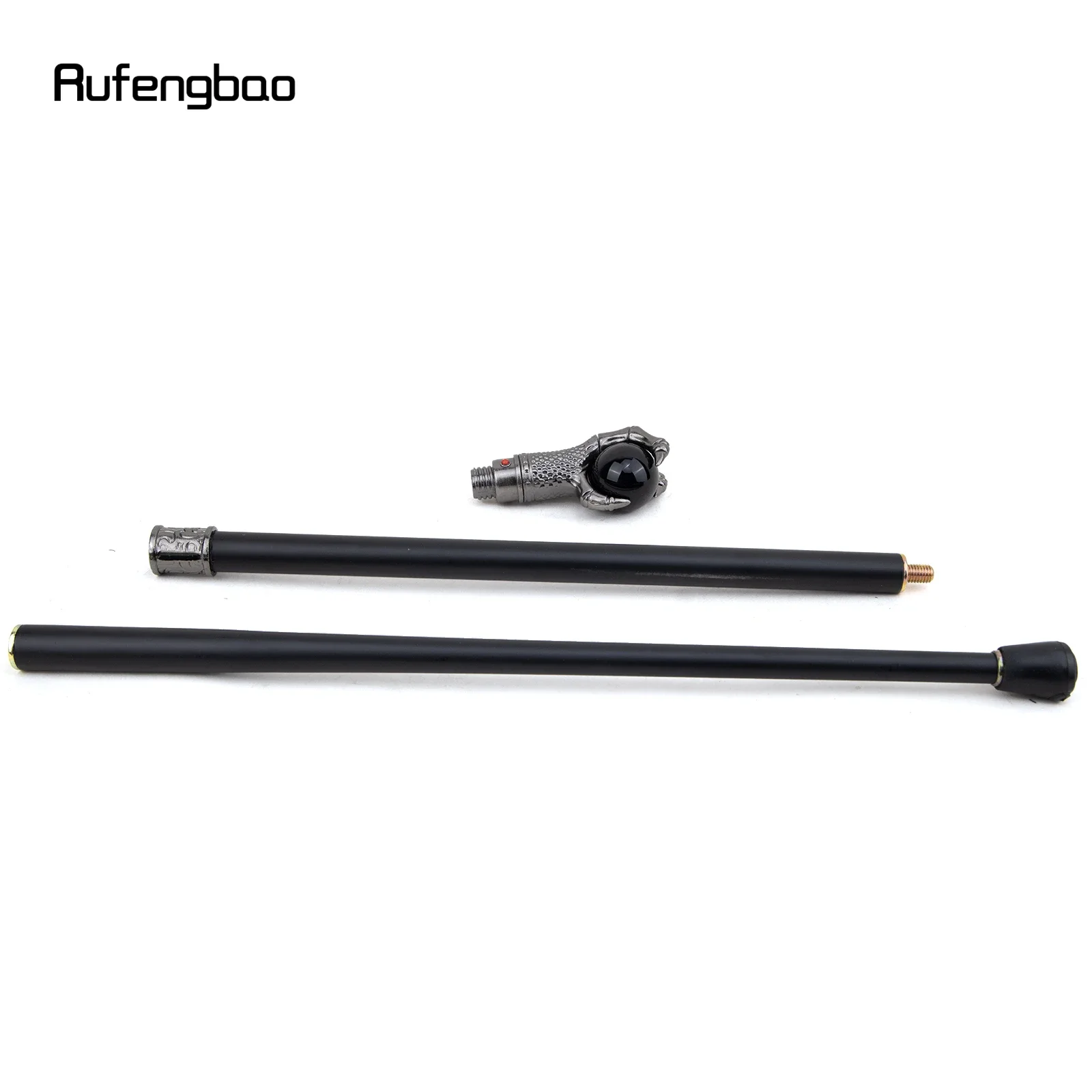 シルバードラゴン爪型黒ガラス玉杖 ファッション装飾杖 紳士コスプレ クロシエ パフォーマンスステージ杖 93cm