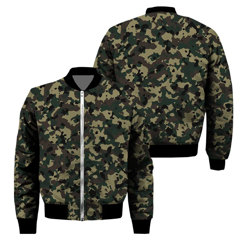 Classic 3d Print Camouflage Zipper Jacket For Men Outdoor Sports Camo Jackets Cool Street Spring Autumn Long Sleeves Coat Tops