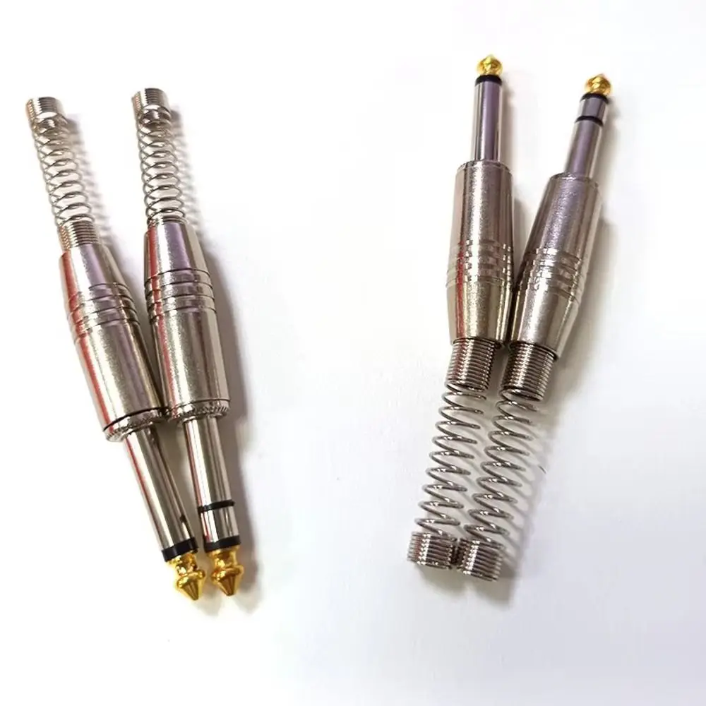 1Pcs 6.35mm Audio Jack Plug Metal Spring Loaded 6.35mm Audio Connector 2Pole 3Pole Solder Connection Mono Stereo Audio Plug