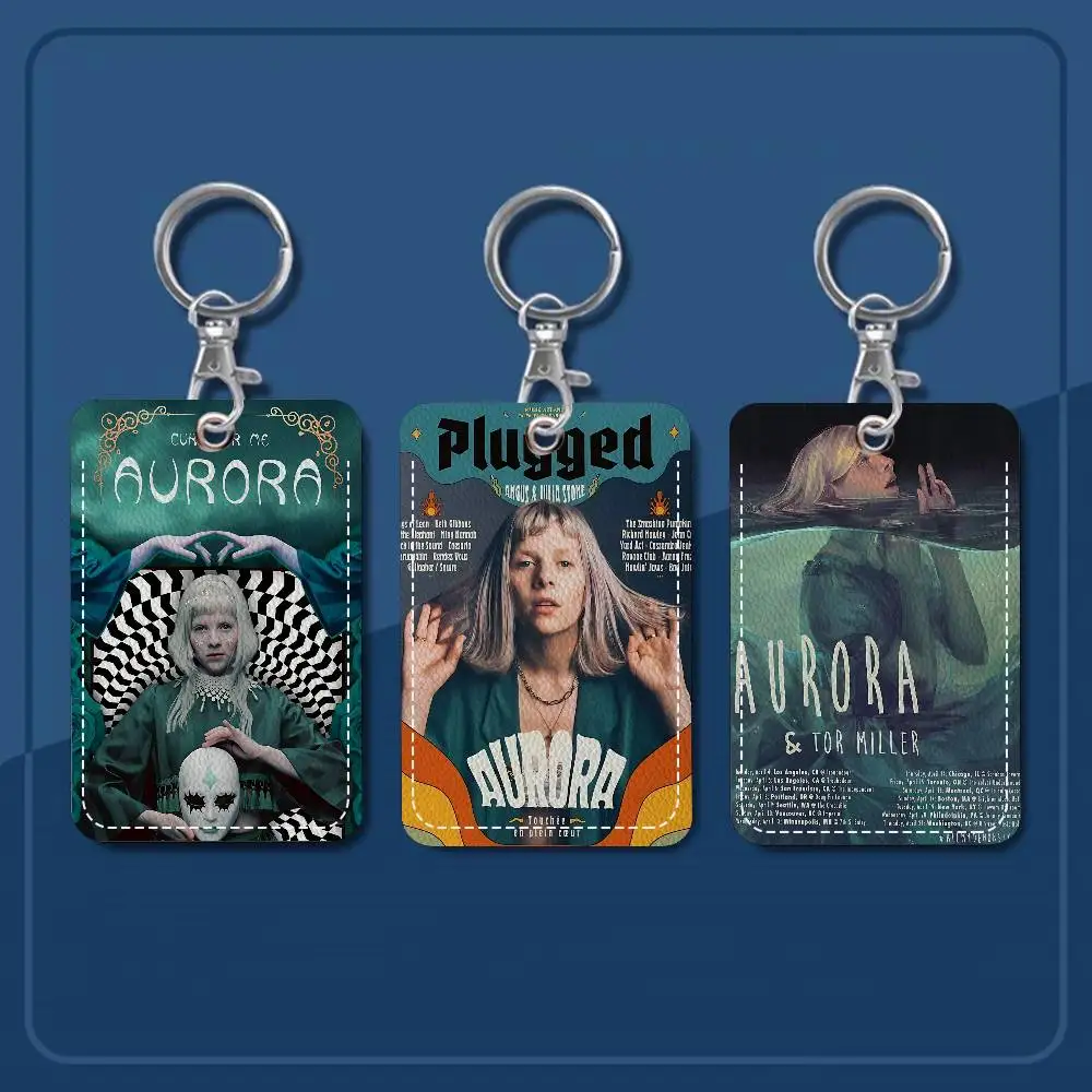 Hot Singer A-Aurora A-Aksnes Style PU Access Card Holder With Keychain - Executive Protection For Bank Card,Subway, Bus Card