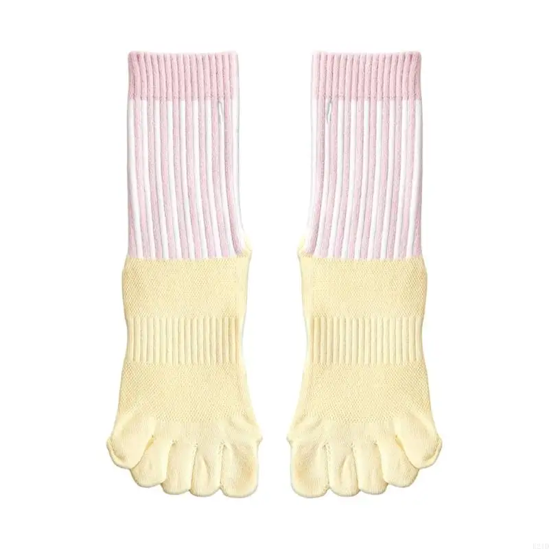   Cotton Workout Sock with Nonslip Grip and Ventilated Design Yogas Sock Toe Separator Hosiery for Active Lifestyles