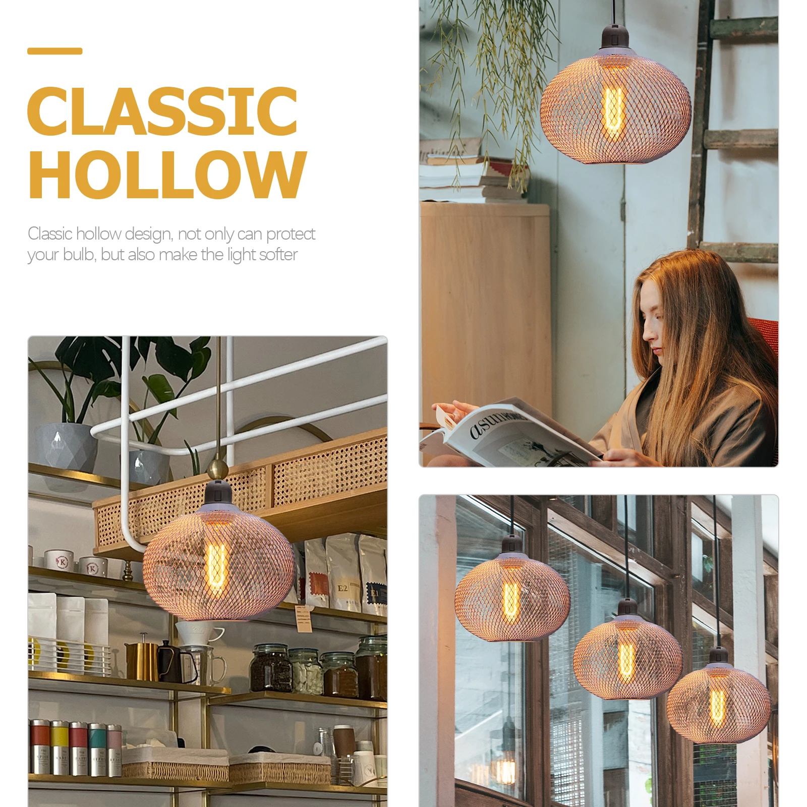 

Metal Lamp Shade Replacement White Pendant Ceiling Light Cover Decorative Chandelier Cage Fixture Hollow Out Carved Indoor