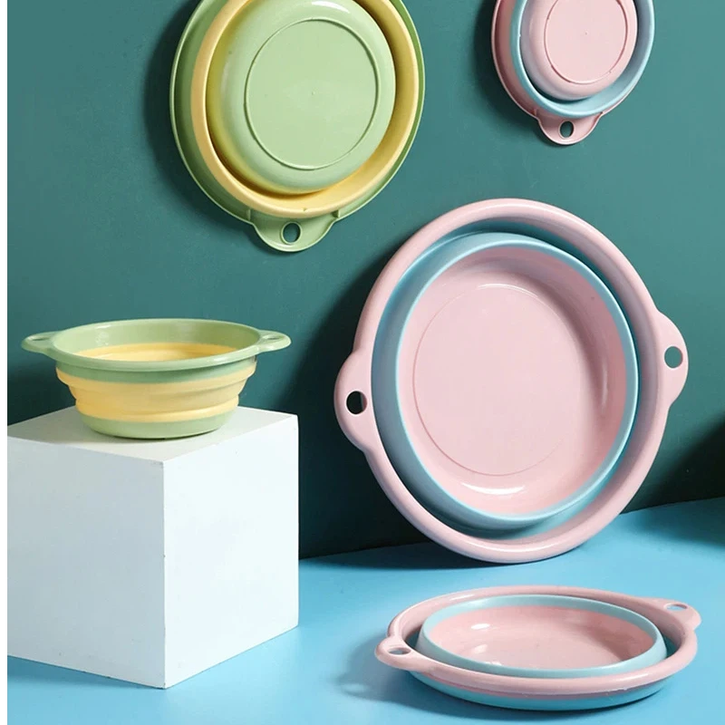 Foldable Portable Thick Silicone Washbasin for Outdoor Business Trips Camping Face Washing Laundry Vegetable and Fruit Washing