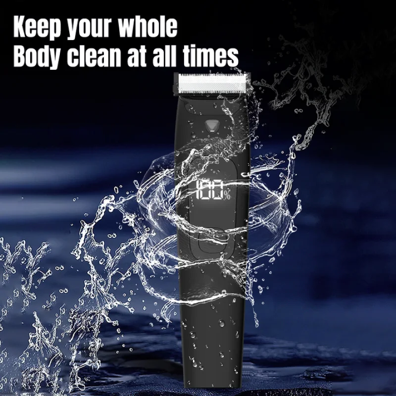 

Электрический триммер для бороды с одним лезвием и LED-подсветкой для регулировки длины волос на лице и теле - водонепроницаемый и моющийся.