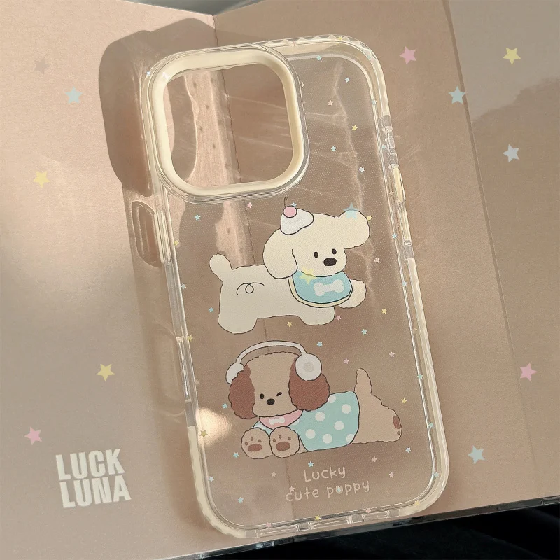 

XINGX Puppy Phone Case for iPhone17 pro max 16 Applicable14Korean Style Cartoon13Transparent11Anti-Fall