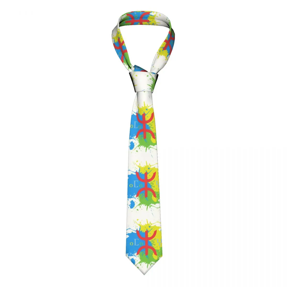 Formal Amazigh Flag Splash Art Design Ties for Party Custom Men Berber Proud Tifinagh Neckties