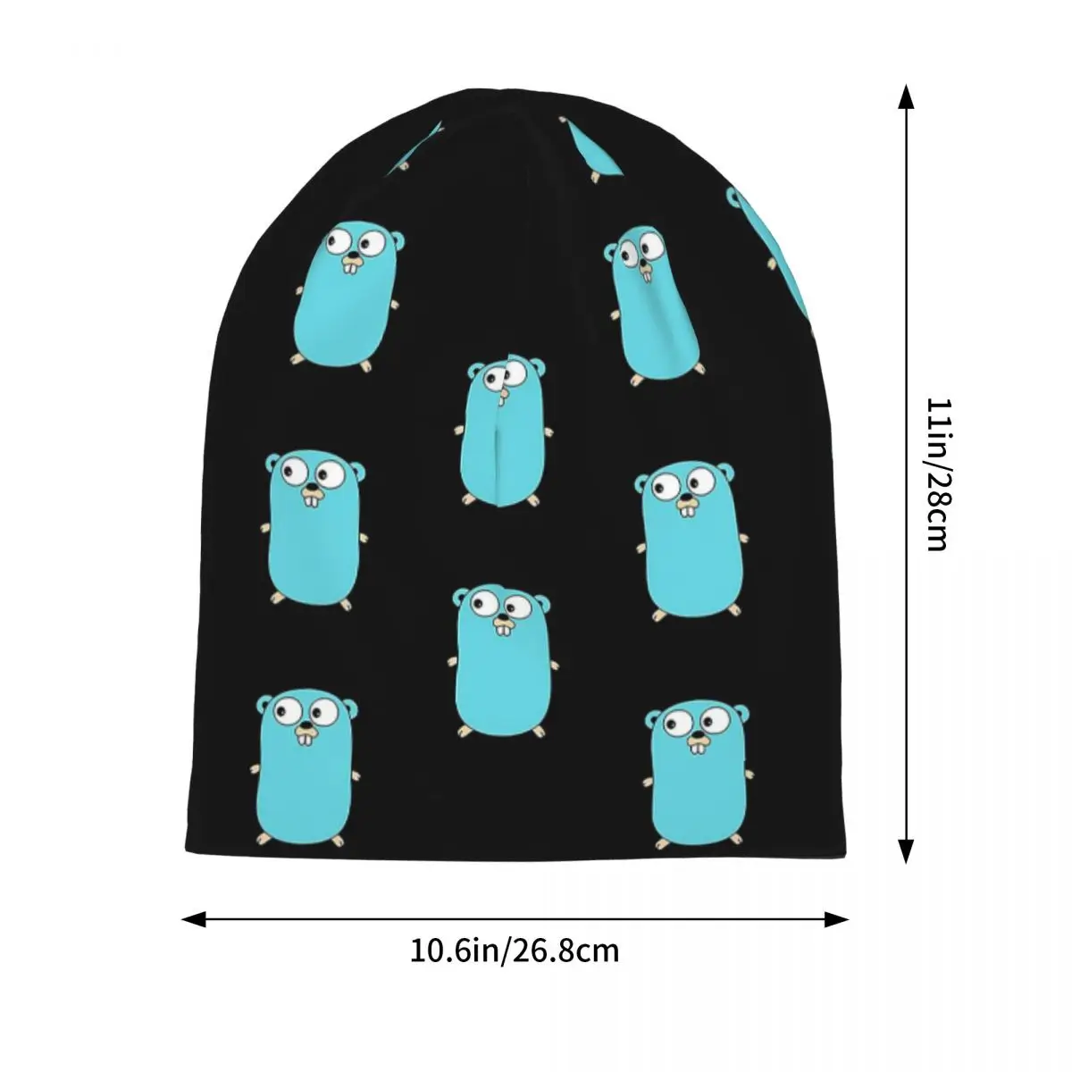 The Go Gopher Official Golang Logo (Black) Warm Knitted Cap Hip Hop Bonnet Hat Autumn Winter Outdoor Beanies Hats for Unisex