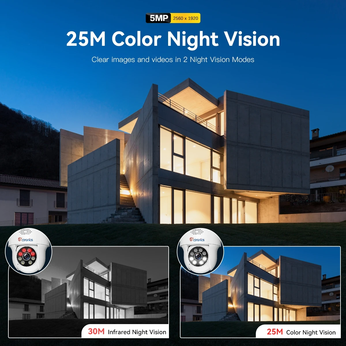 Ctronics Real 5MP IP Camera 5G WiFi Ceiling Outdoor Indoor 360 Auto Tracking CCTV Color Night Vision Two Way Audio Onvif