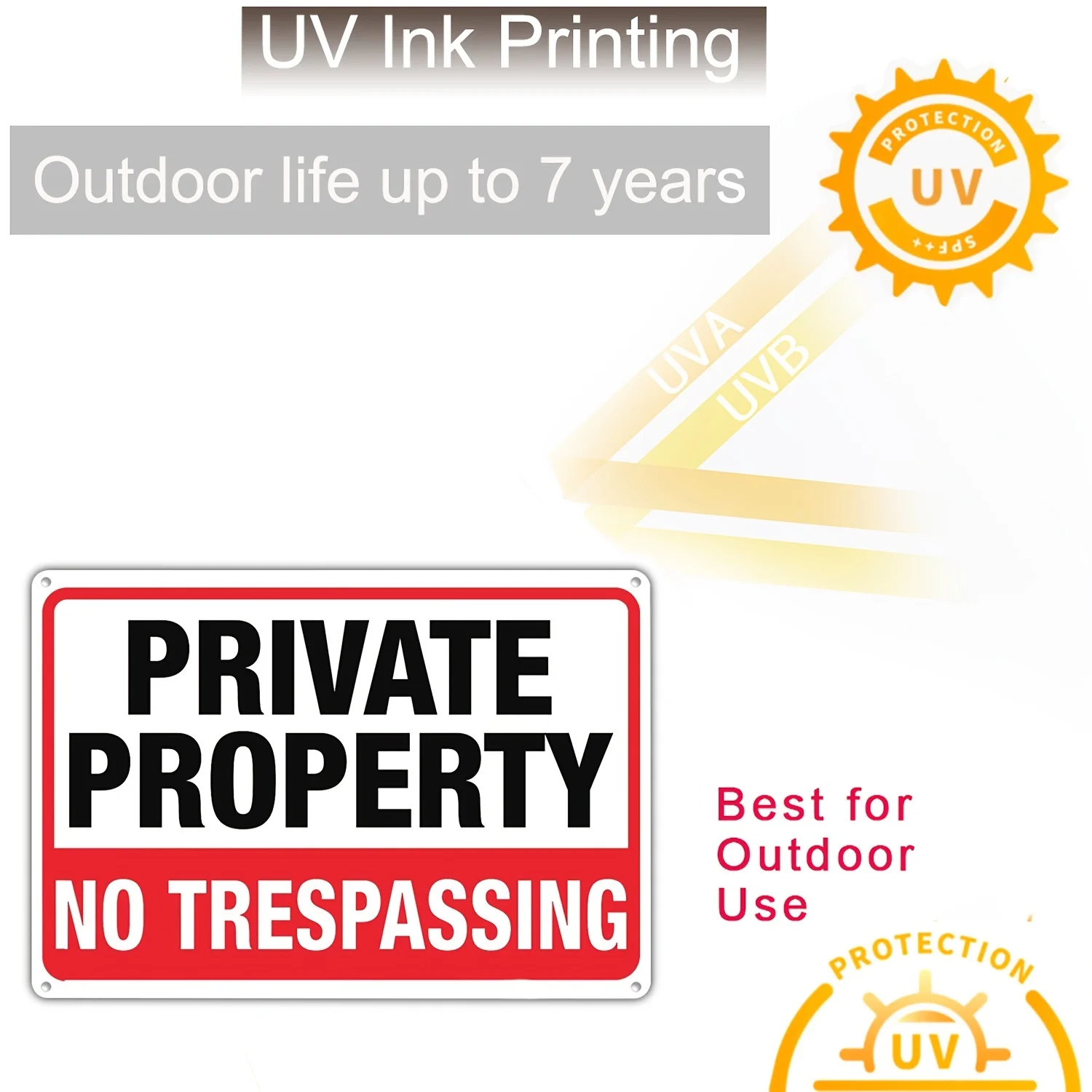 Rust Free Aluminum A Set Private Property No Trespassing Sign, 10