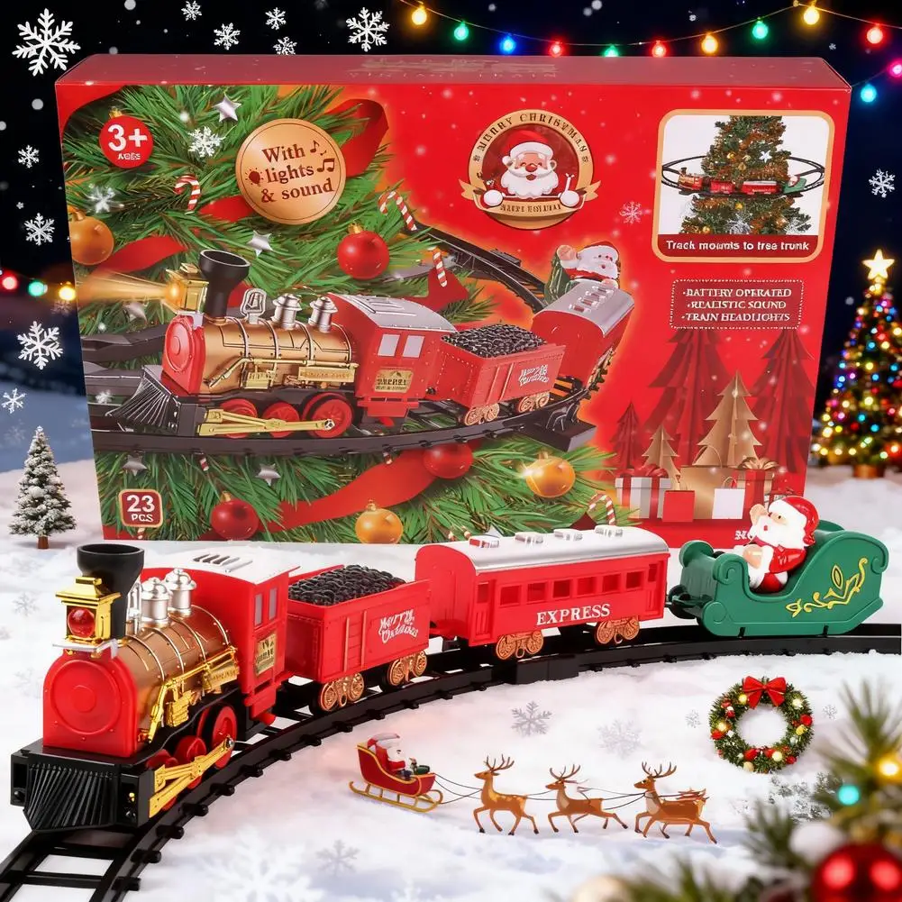 Christmas Series Classical Remote Control Small Train Track Electric Steam Track Train Model Lights Children's Holiday Gifts