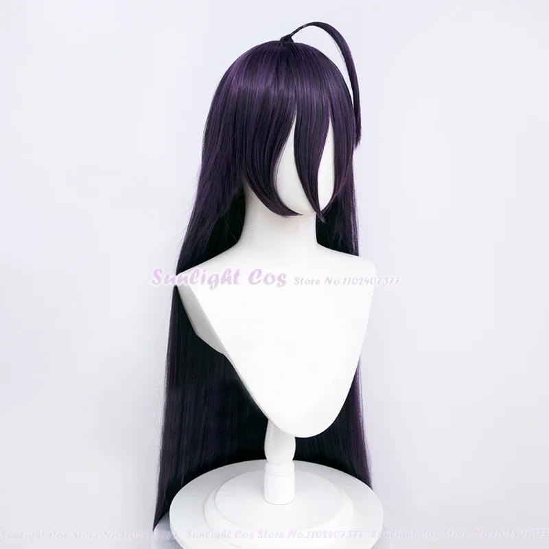 Peruca albedo cosplay para mulheres, peruca anime, resistente ao calor, cabelo sintético, longo, roxo escuro, boné, 100cm