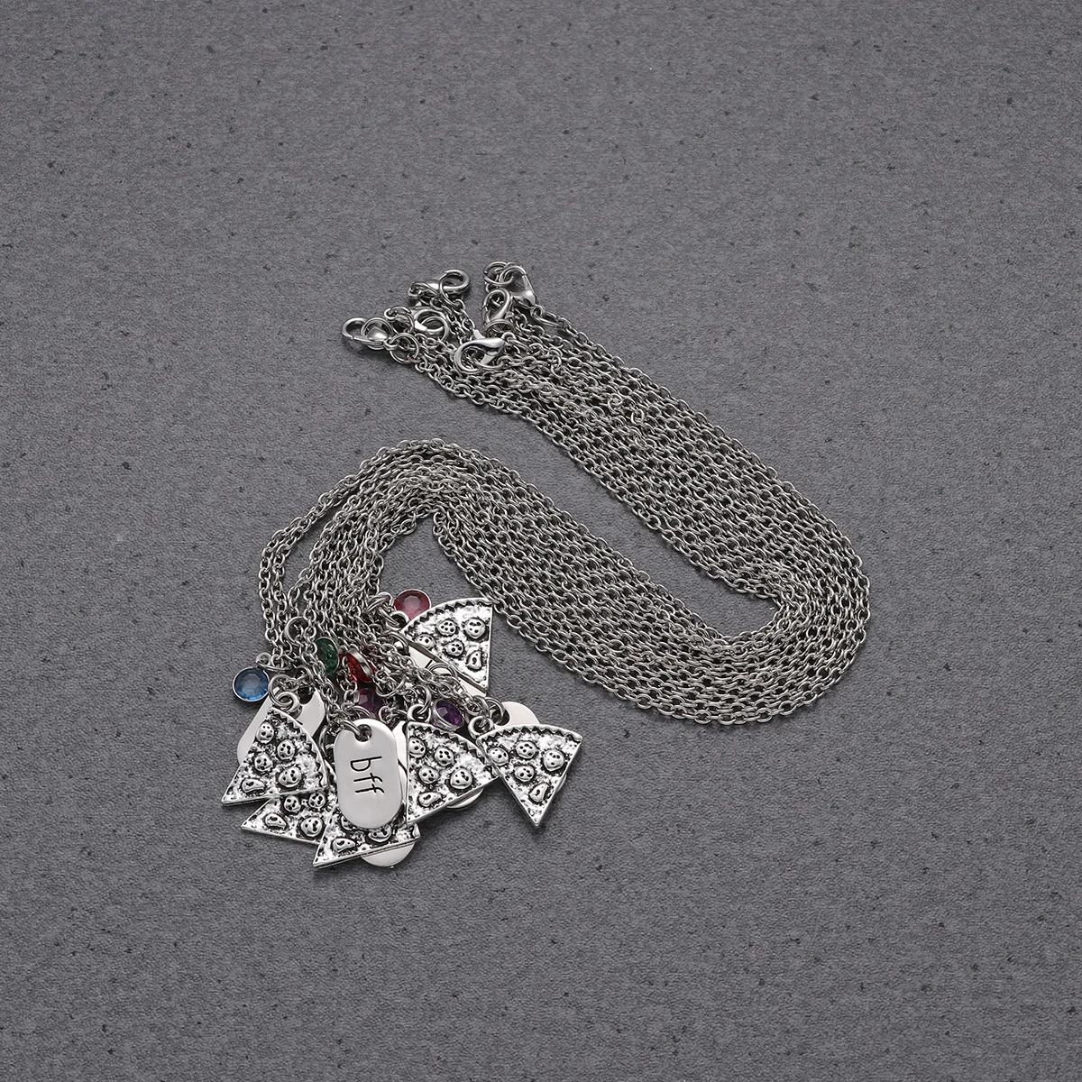 

6pcs Couple Necklace Pendant Pizza Alloy Sweater Chain For Women Friends Fashion Jewelry Gift Idea Durable Fine Workmanship