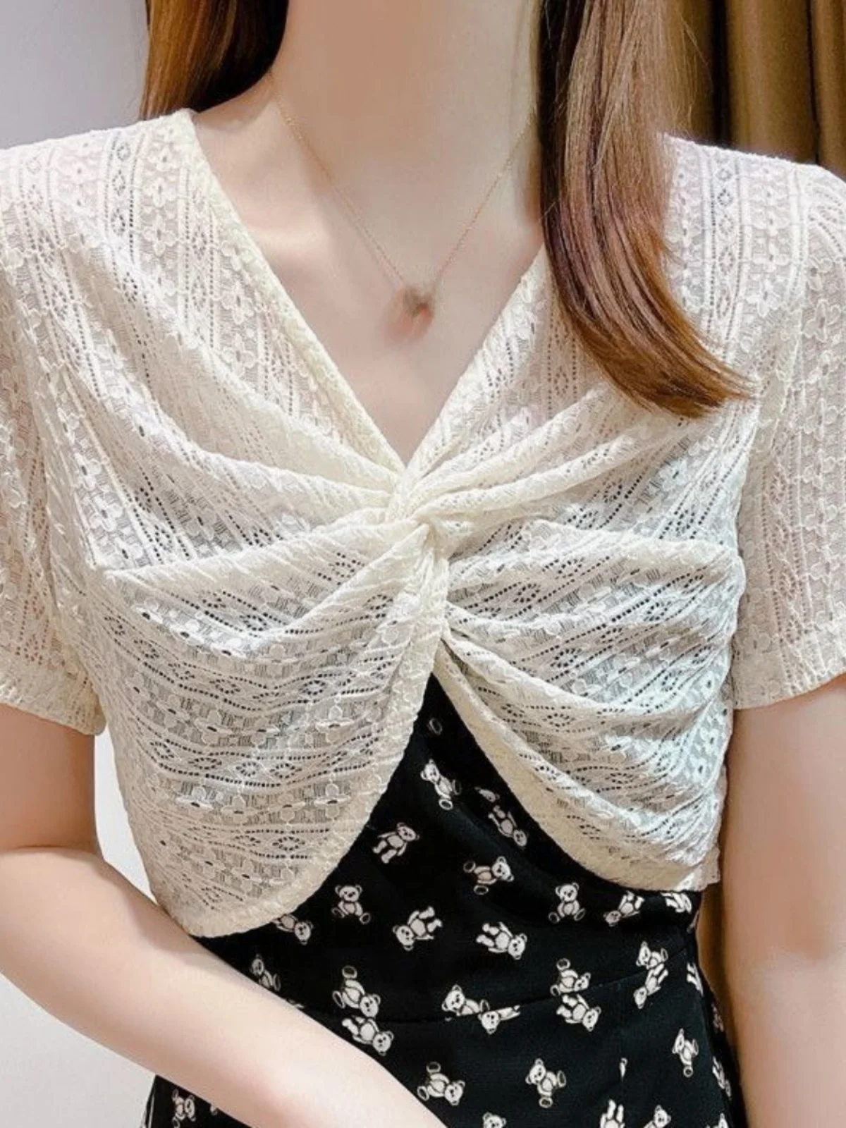 

Lightweight Lace oulder Baring Top Summer Skirt Outerwear Sun Protection Ice Cool Set ort Sve Cover up for Dres