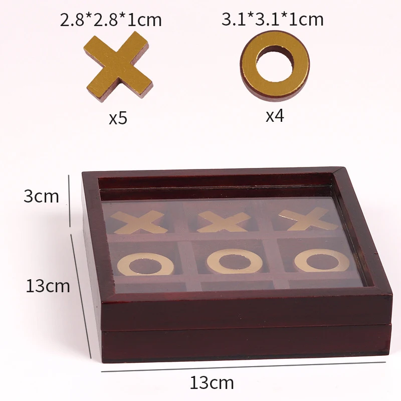 Funny Tic Tac Toe Chessboard Family Interaction Wooden Board Game XO Chess Educational Puzzle Board Nought And Crosses Party Set