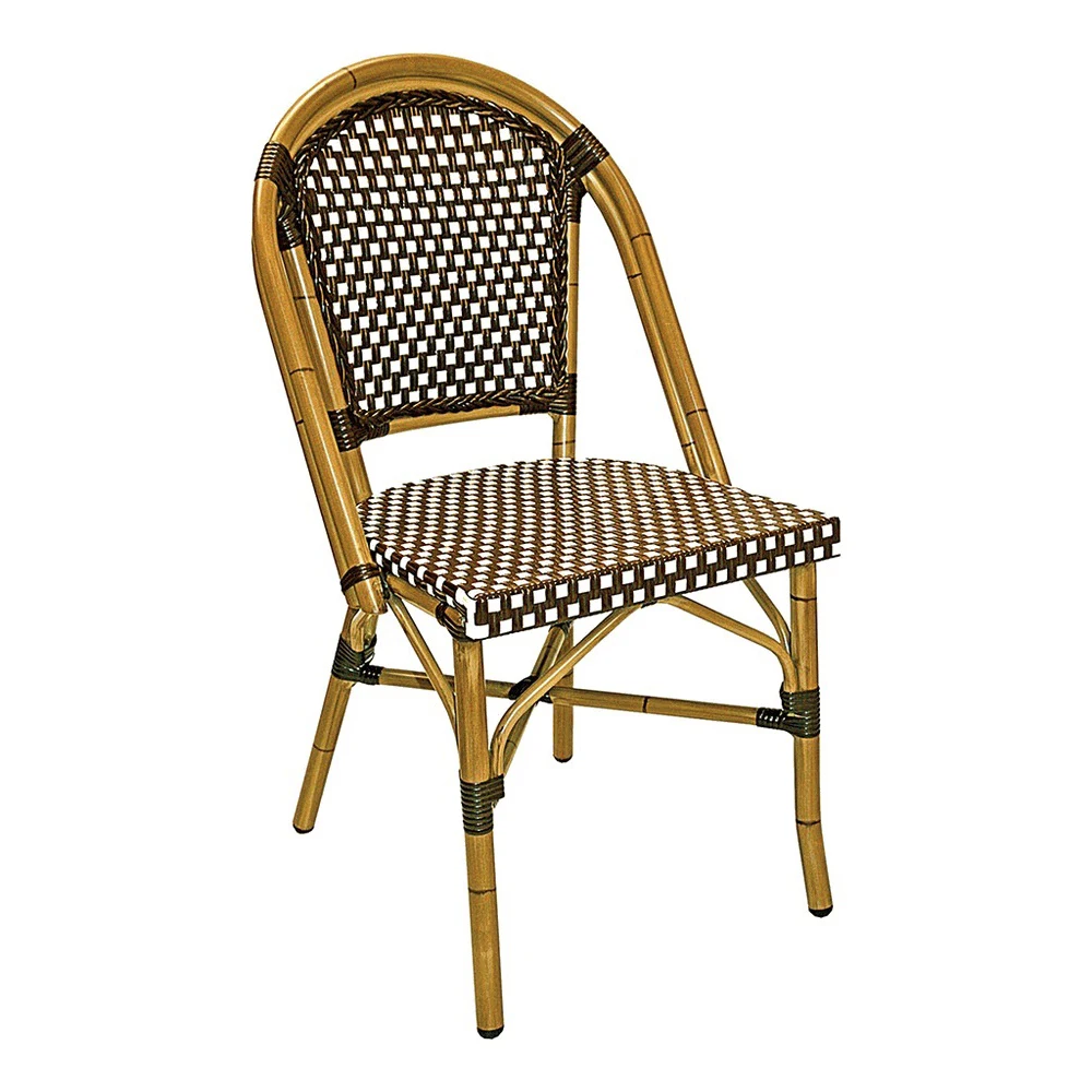 

Wholesale Outdoor Patio Garden Aluminum Bamboo Frame PE Rattan Table and Chairs French Cafe Bistro Restaurant Furniture