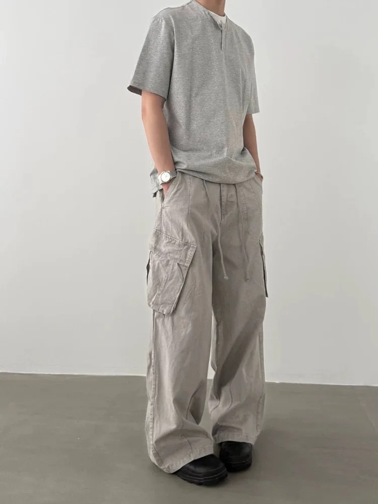 

Американские винтажные рабочие брюки с большой талией, свободные прямые брюки для мужчин и женщин, повседневные универсальные свободные брюки