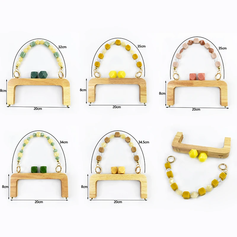 20cm Wooden Bag Handle Resin Bags Strap Chain Purse Frame Kiss Clasp Handbag Wallet Clutch DIY Handmade Woven-Bag Accessories